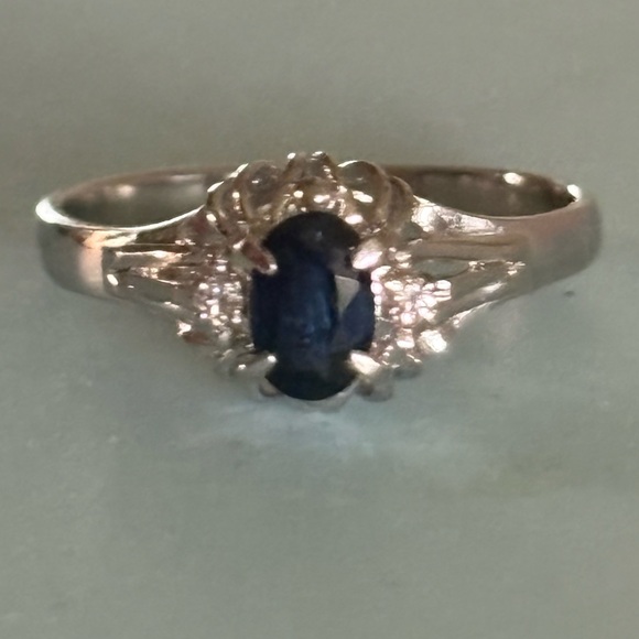 Platinum Sapphire & Diamond Cocktail Ring Size 5 Total Carat Weight 0.38 - Picture 16 of 16